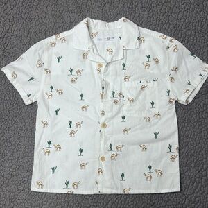 Zara Button down shirt short sleeves desert print